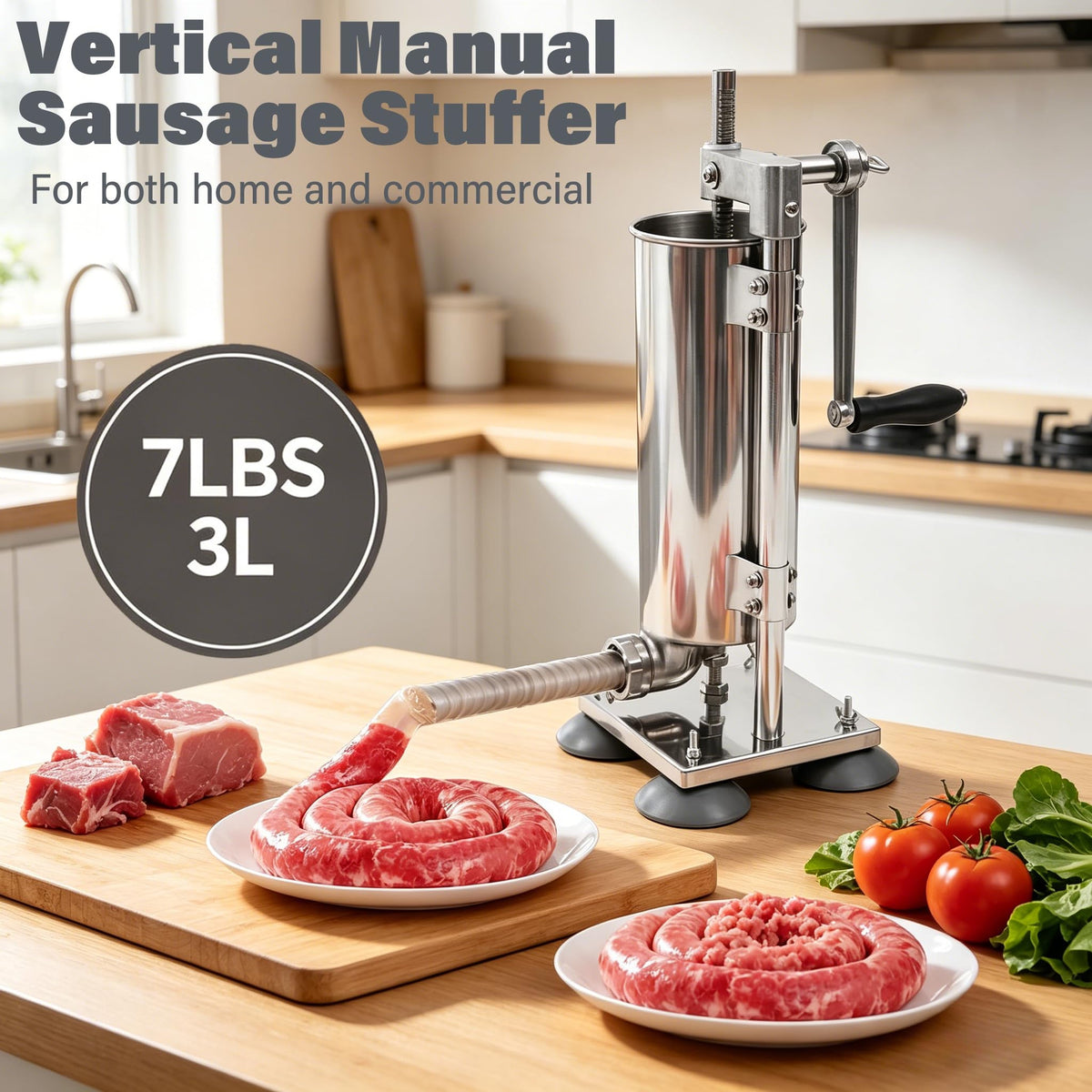 3L Manual Sausage Stuffer Machine 304 Stainless Steel I950524