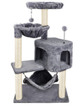 Grey Cat Tree with Cat Condo and Hammock D5750