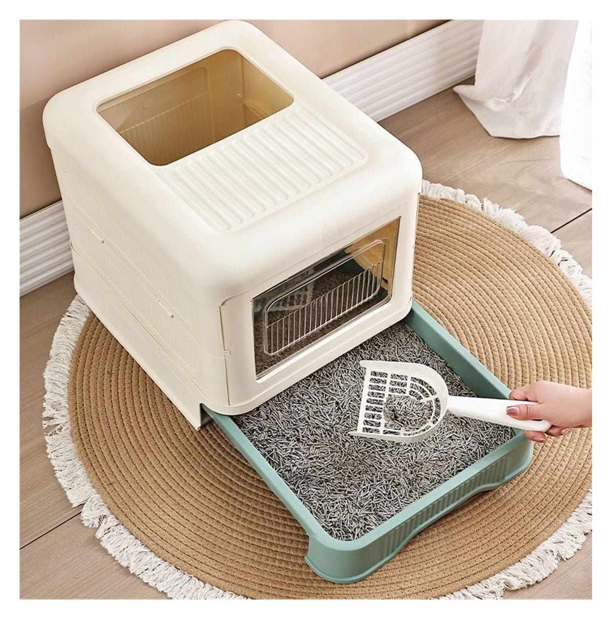 Fully Enclosed Cat Litter Box with Lid and Drawer O658