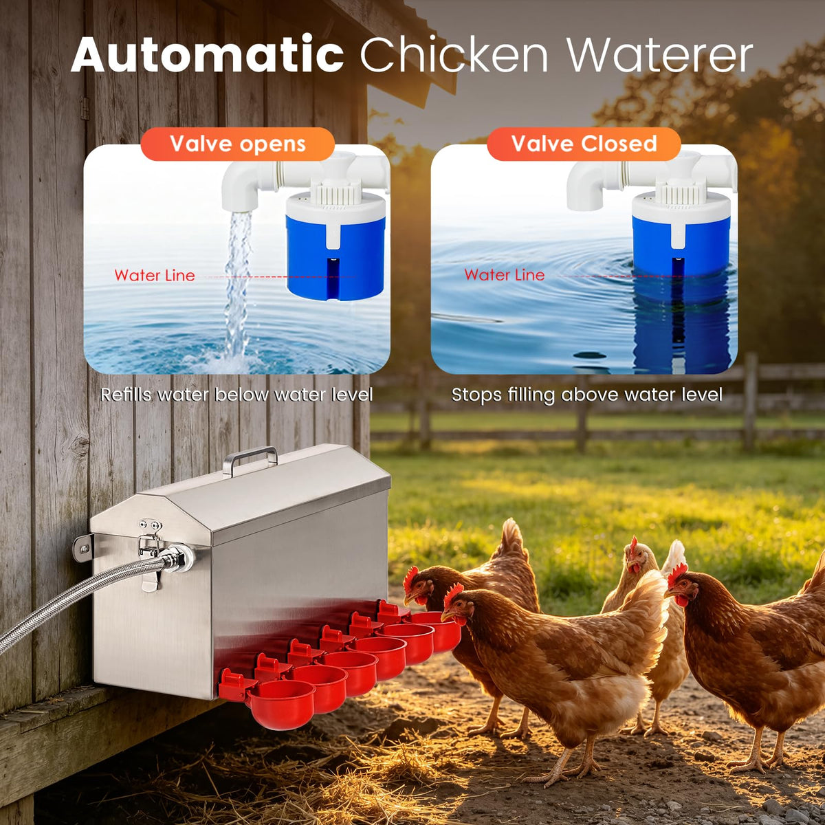 1.5 Gallon Metal Automatic Chicken Waterer O4537