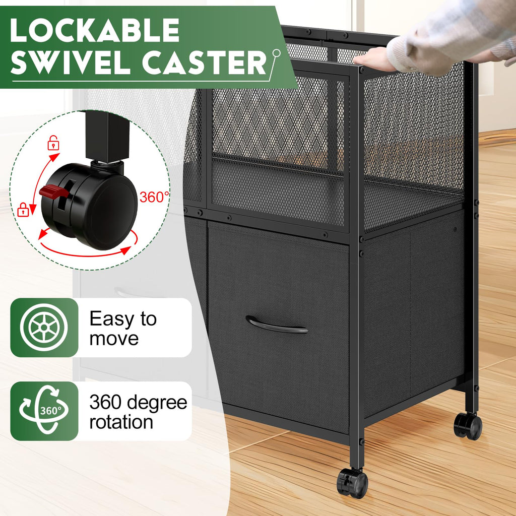 Rolling File Cart with 2 Fabric Drawers E7222