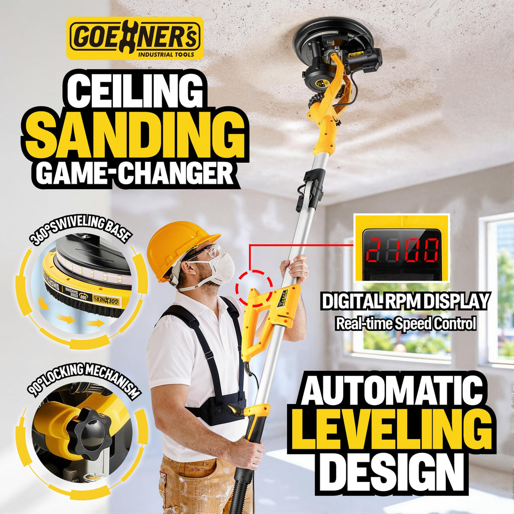 950W Electric Drywall Sander with Vacuum Dust Collector B6752