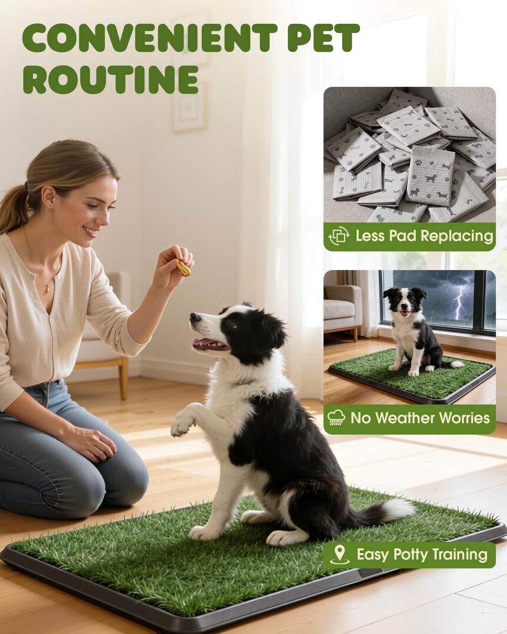 Grass Pad for Dogs Potty, 3-Layer Reusable, Washable, 30 x 20 in H271