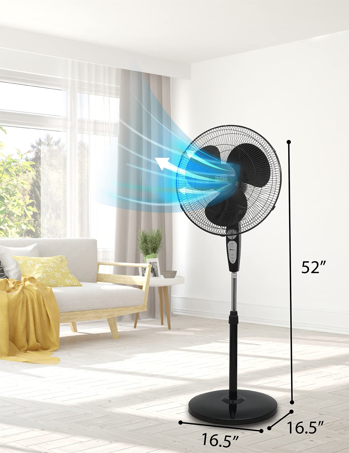 18" Oscillating Pedestal Fan with Remote, Black G211187