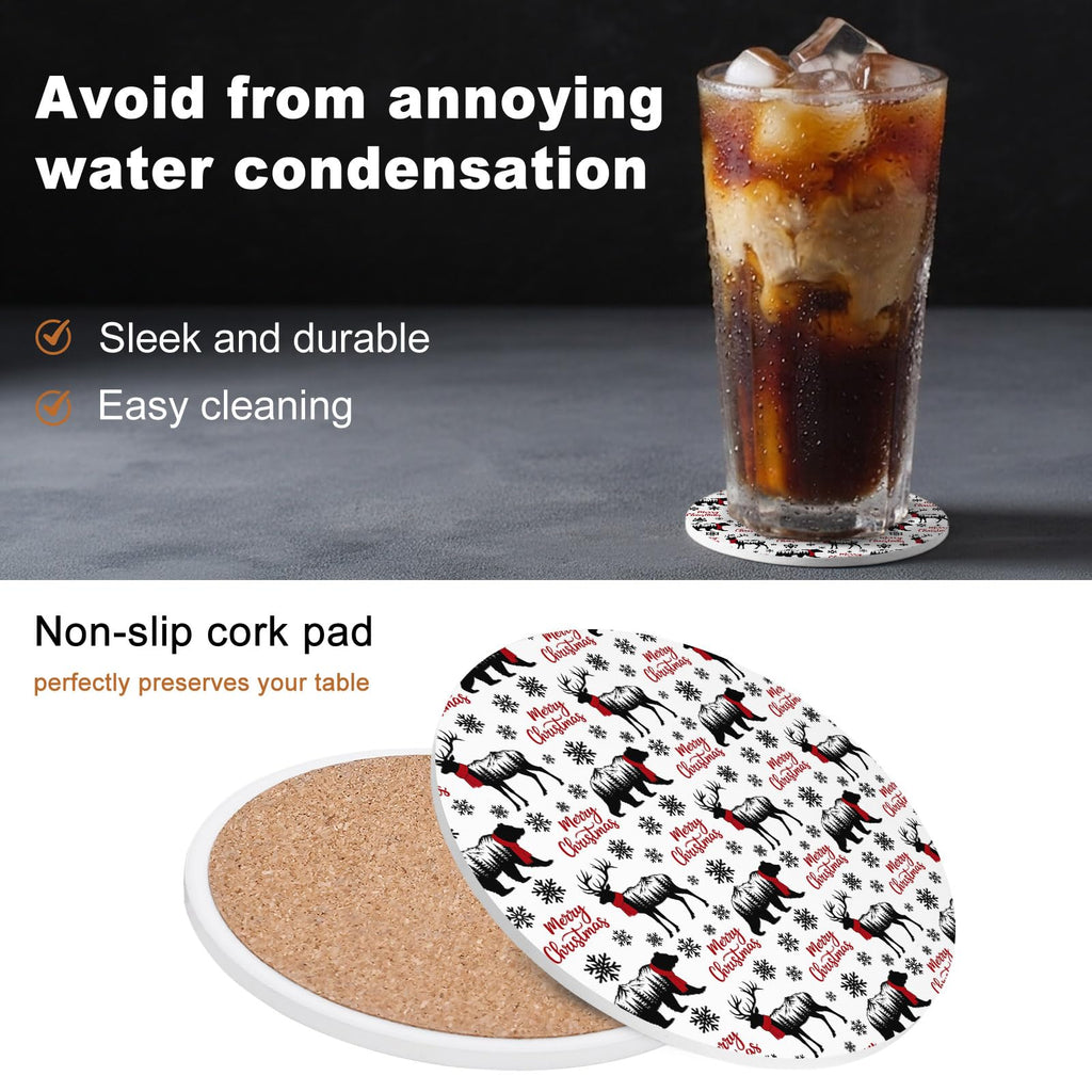 Black Absorbent Ceramic Coasters Set of 6 with Holder M7743
