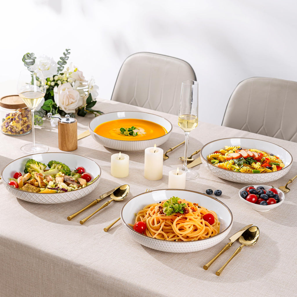 9.5'' 42 Ounce Stoneware Ceramic Pasta Bowls Set of 4 N393