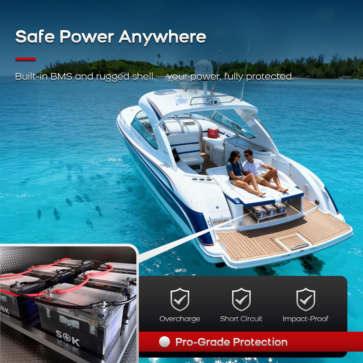 12V 100Ah LiFePO4 Marine Battery BCI Group 24 A923