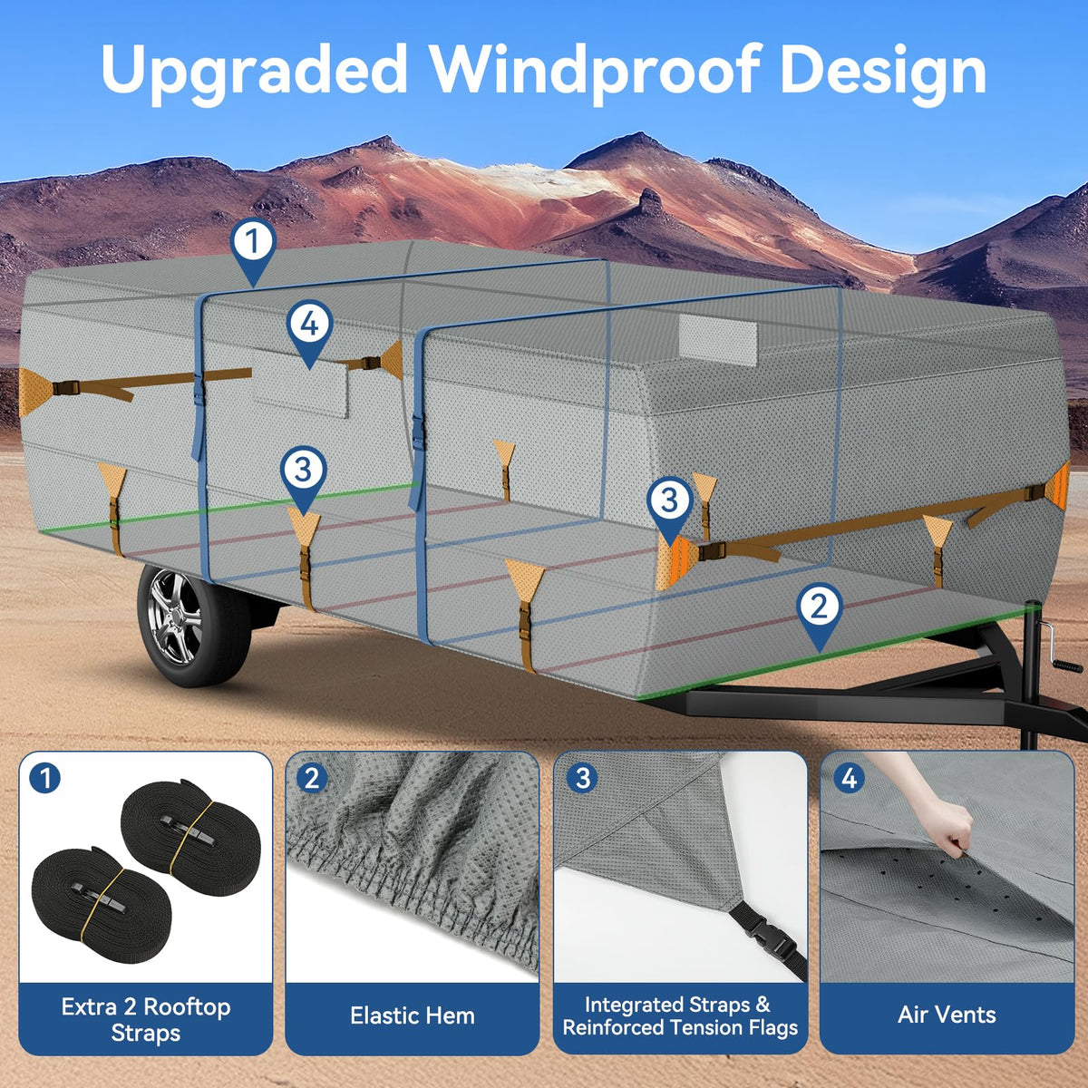 Waterproof Pop Up Camper Tent Trailer Cover 10'-12' S8859