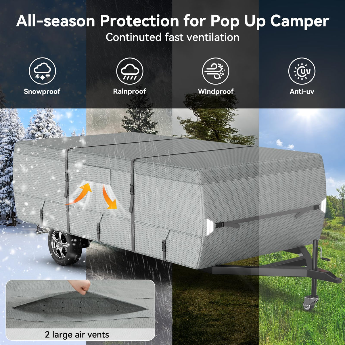 Waterproof Pop Up Camper Tent Trailer Cover 10'-12' S8859