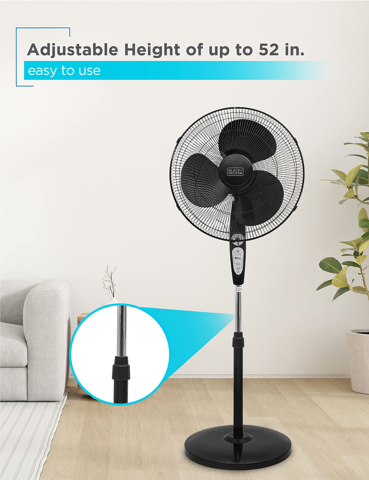 18" Oscillating Pedestal Fan with Remote, Black G211187