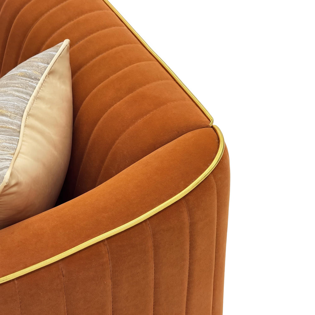 Orange Velvet 3 Seater Sofa U520816