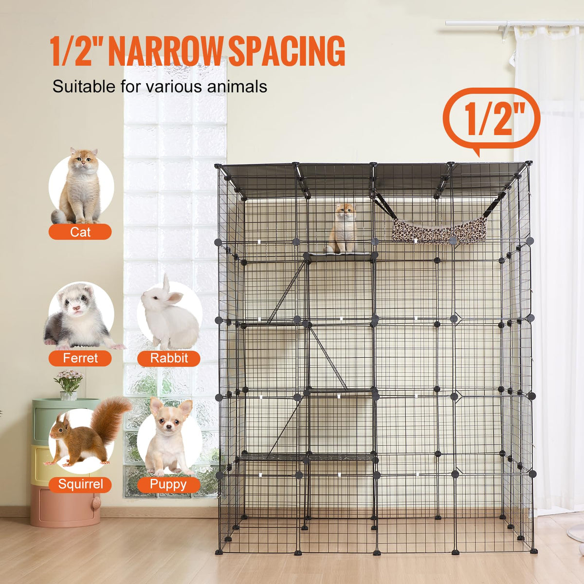 4-Tier Metal Wire Cat Cage with Hammock Ramp X8921