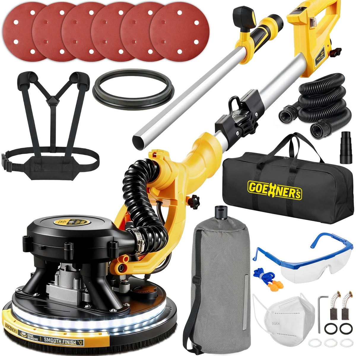950W Electric Drywall Sander with Vacuum Dust Collector B6752