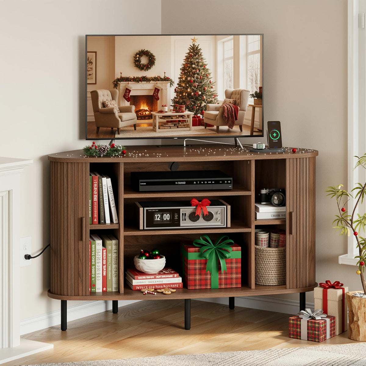 47" Walnut Corner TV Stand P851071