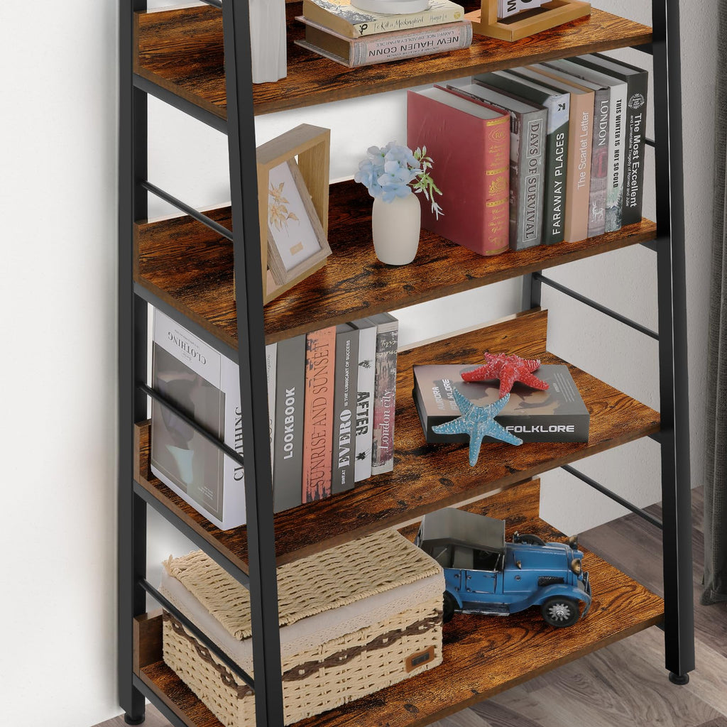 5 Tier Wood Metal Ladder Shelf Bookcase X495