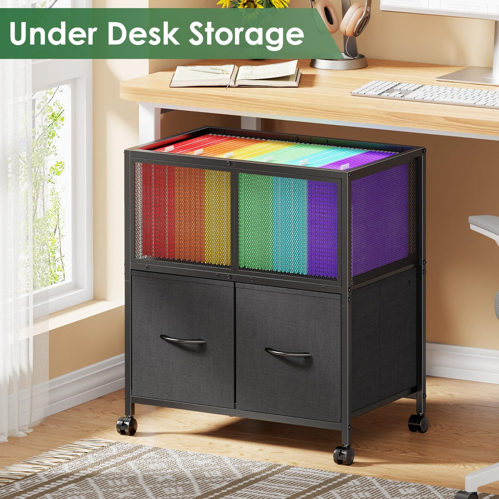 Rolling File Cart with 2 Fabric Drawers E7222