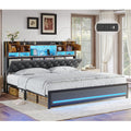 King Size Bed Frame with Storage Bookcase Headboard Z7544