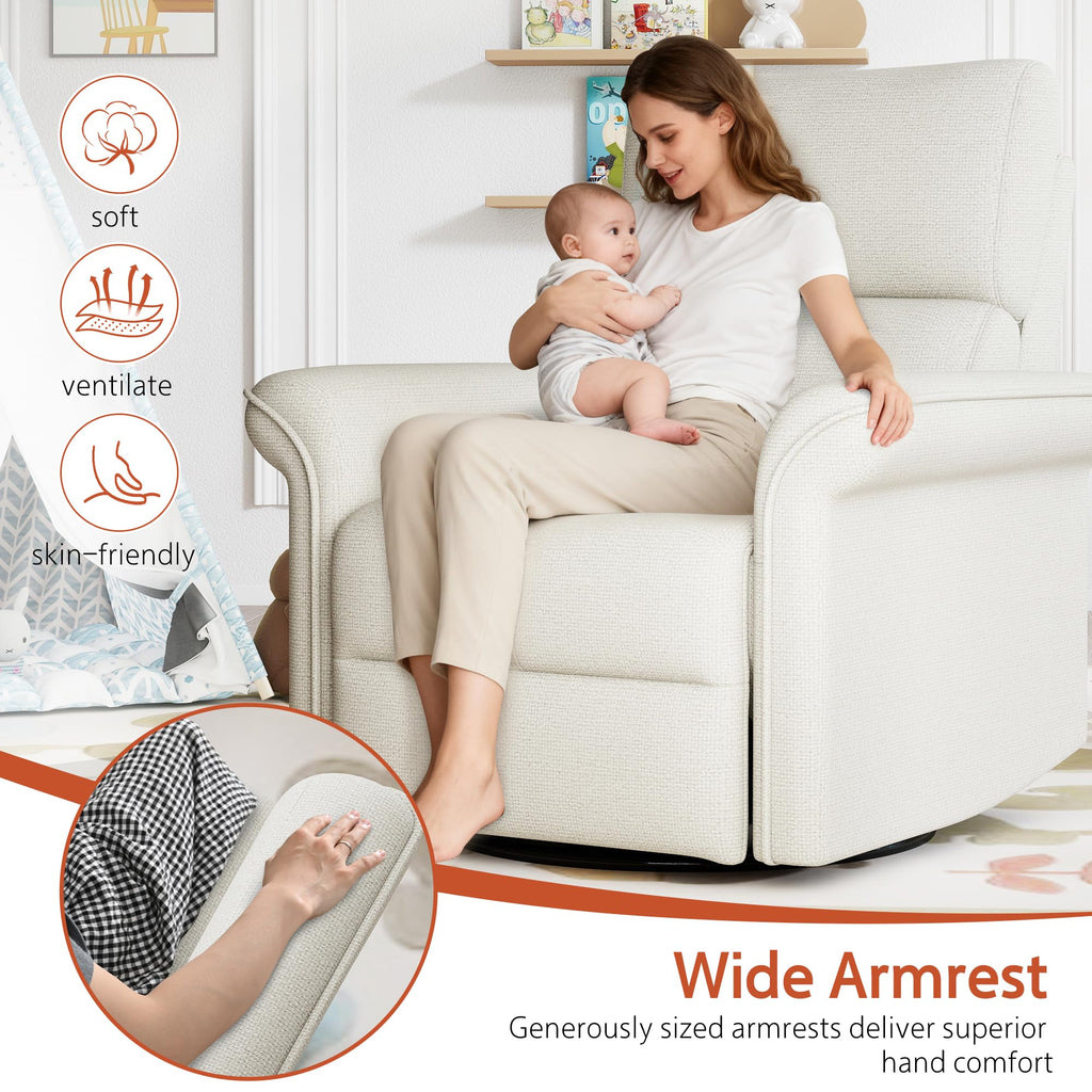 Fabric Light Gray Swivel Rocker Recliner Chair D9891