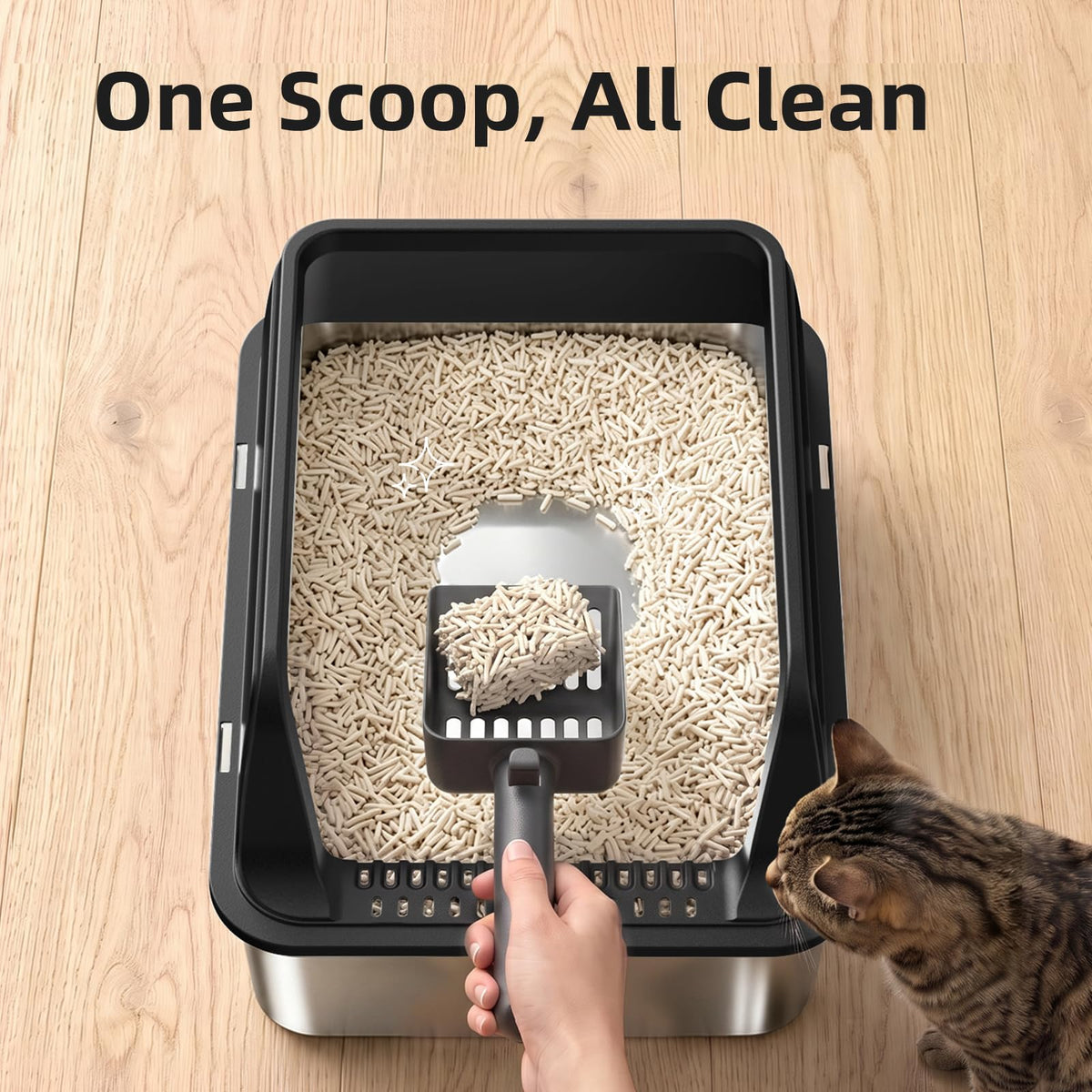Stainless Steel High Sided Litter Box with Lid K871194