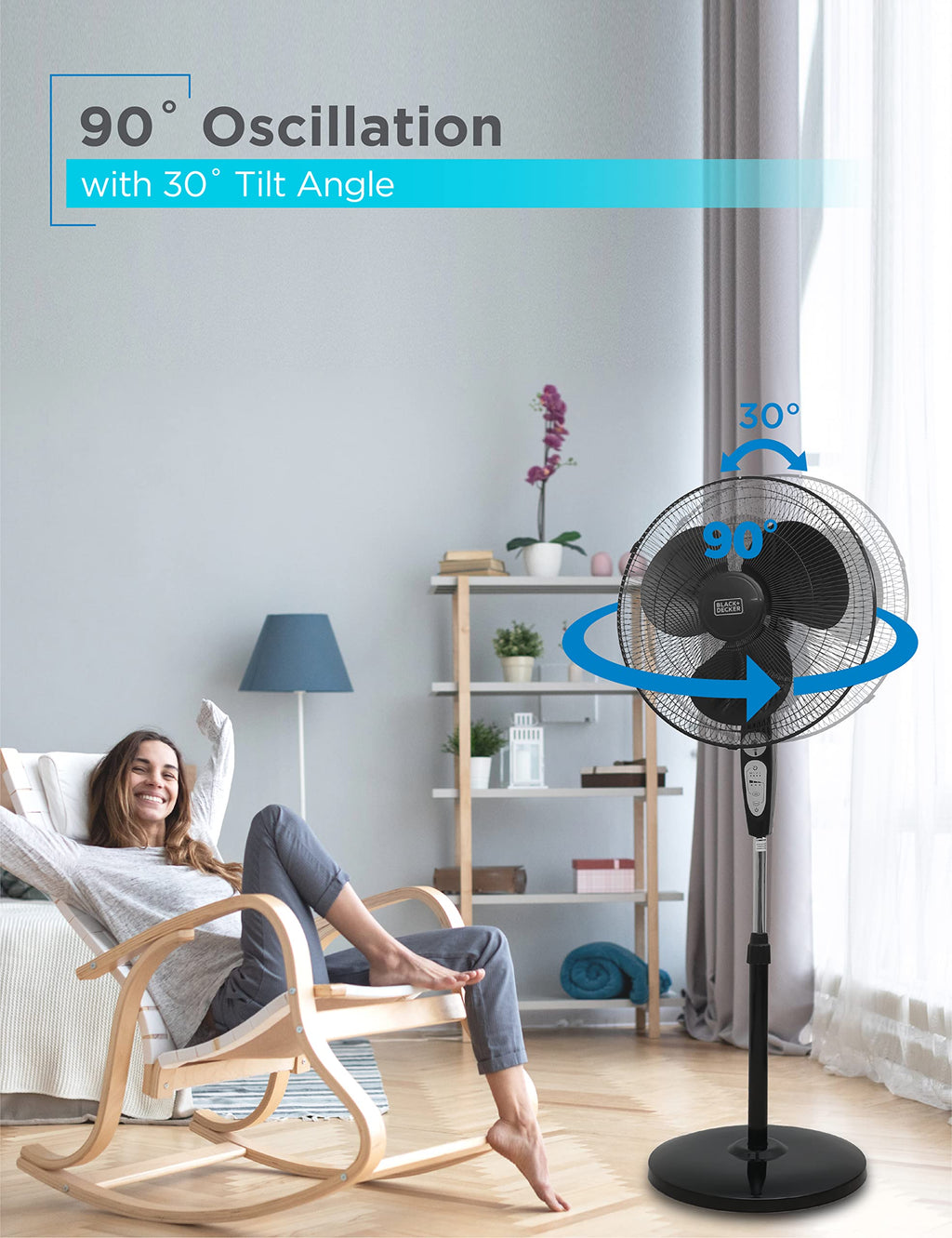 18" Oscillating Pedestal Fan with Remote, Black G211187