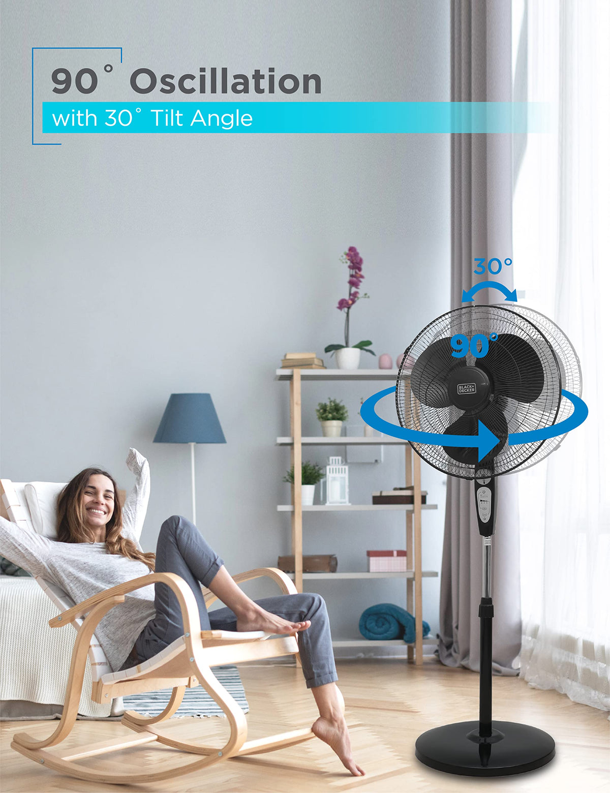 18" Oscillating Pedestal Fan with Remote, Black G211187