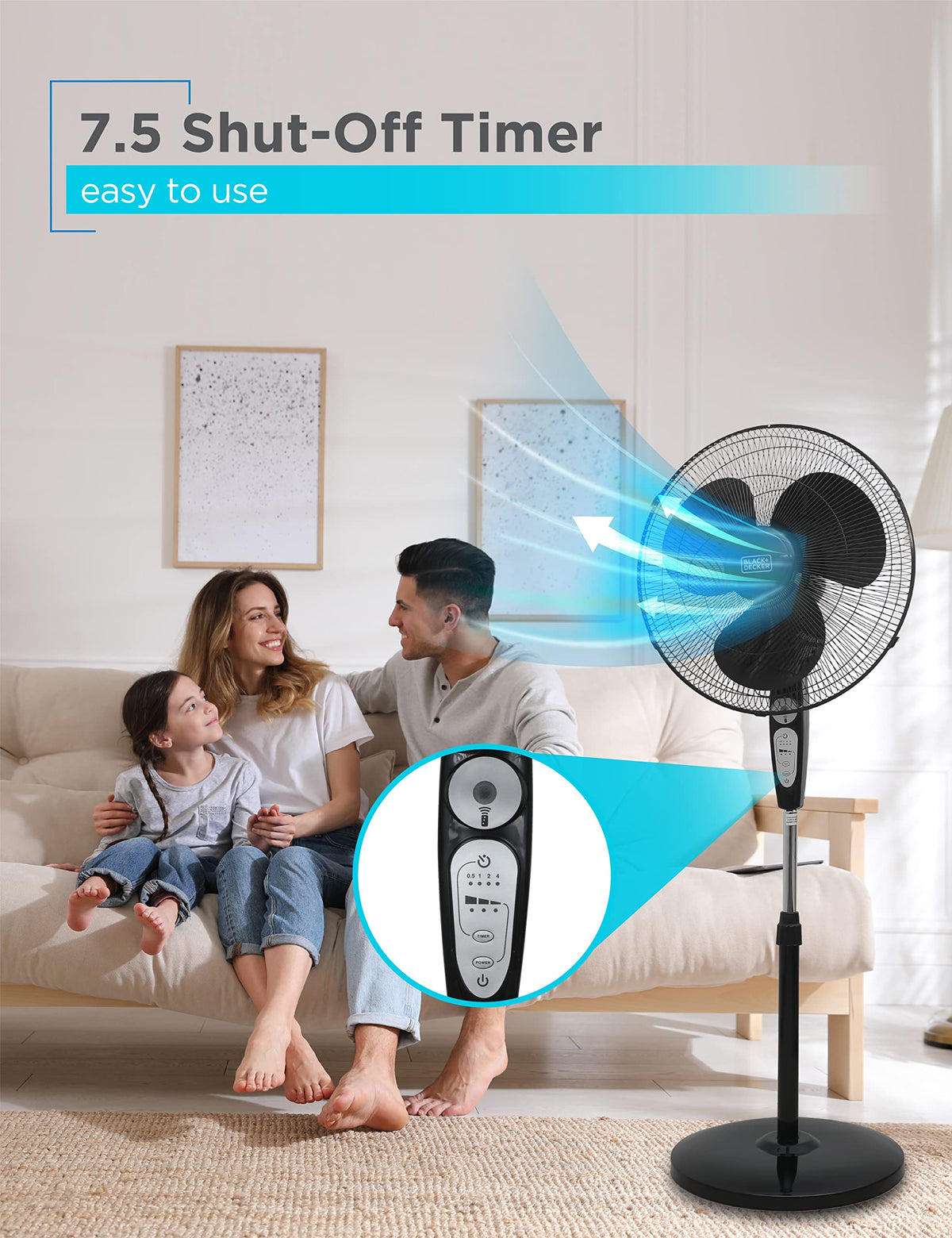 18" Oscillating Pedestal Fan with Remote, Black G211187