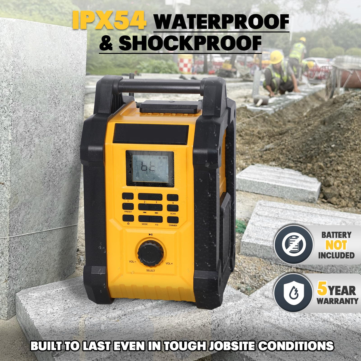 Portable Waterproof AM/FM Jobsite Radio Speaker V3770