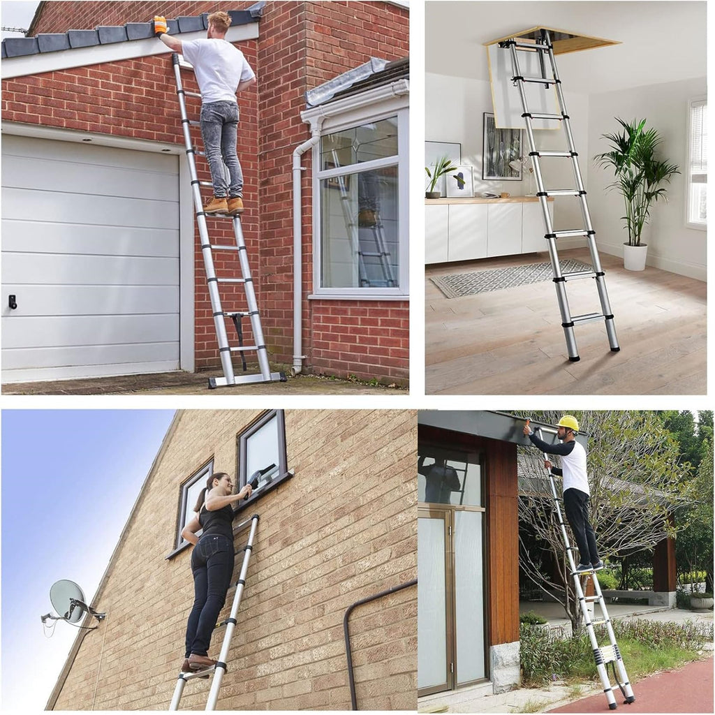 Telescopic Aluminum Ladder 14.5FT 330lbs Capacity T705
