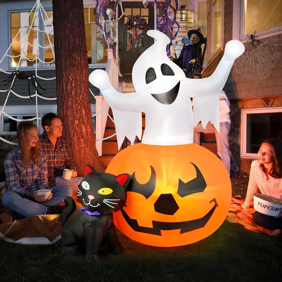 5 FT Halloween Inflatables Outdoor Ghost Pumpkin Black Cat Decor M923