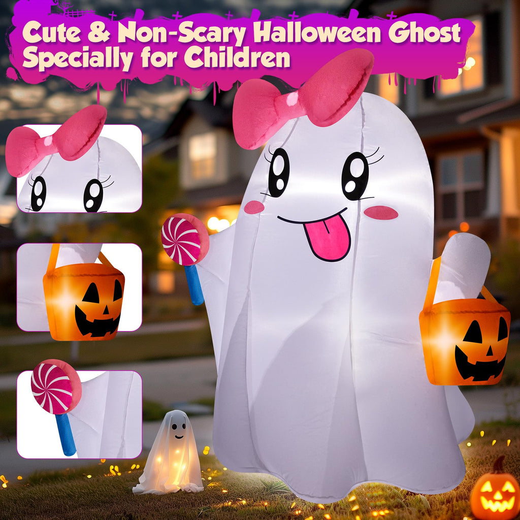 5FT Halloween Inflatables Ghost with Built-in LED Lights R878085