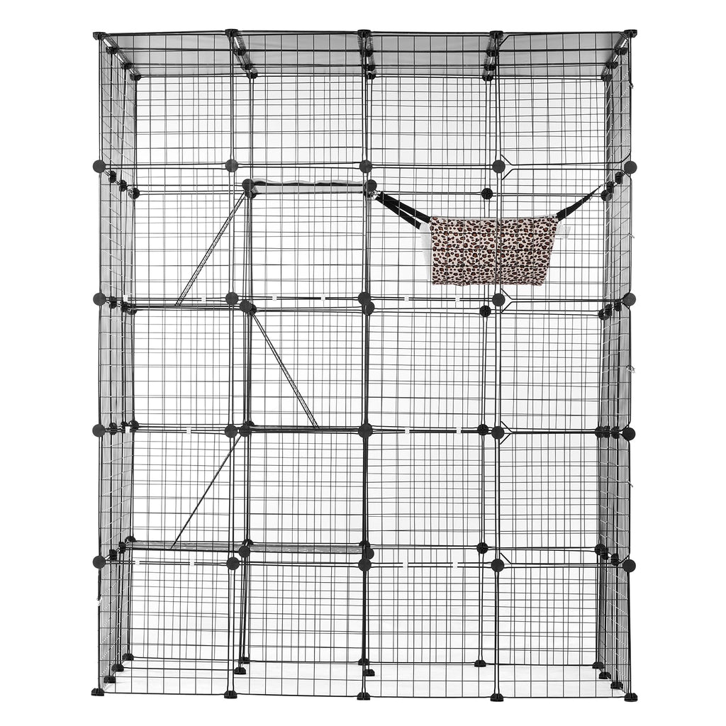4-Tier Metal Wire Cat Cage with Hammock Ramp X8921