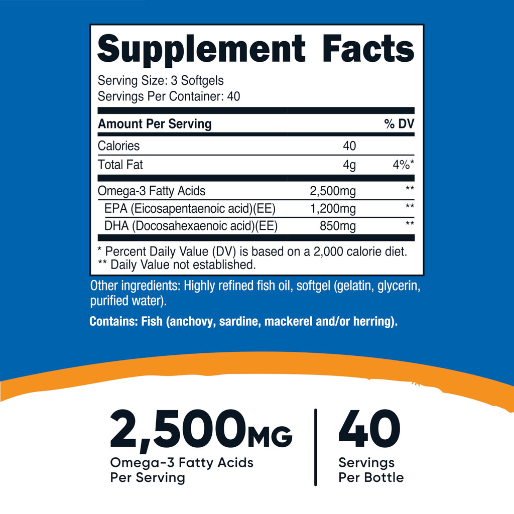 Omega 3 Fish Oil 2500MG 120 Softgels V35214