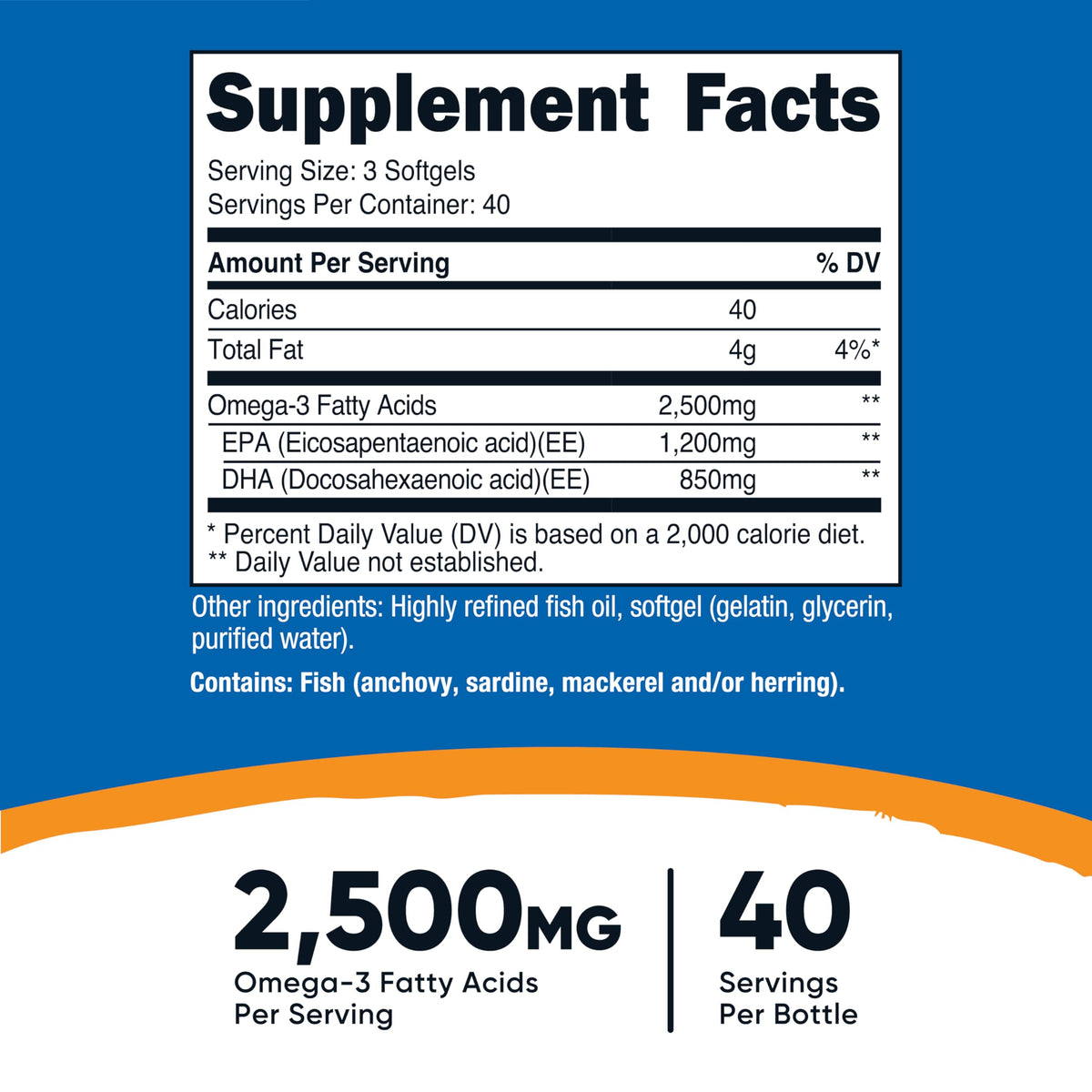 Omega 3 Fish Oil 2500MG 120 Softgels V35214