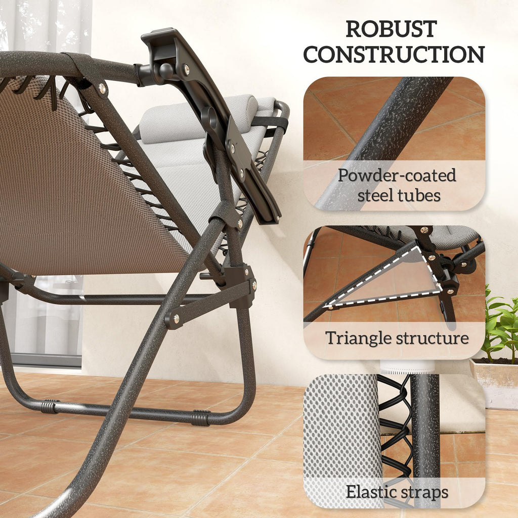Zero Gravity Chairs Set of 2 Light Gray K2156
