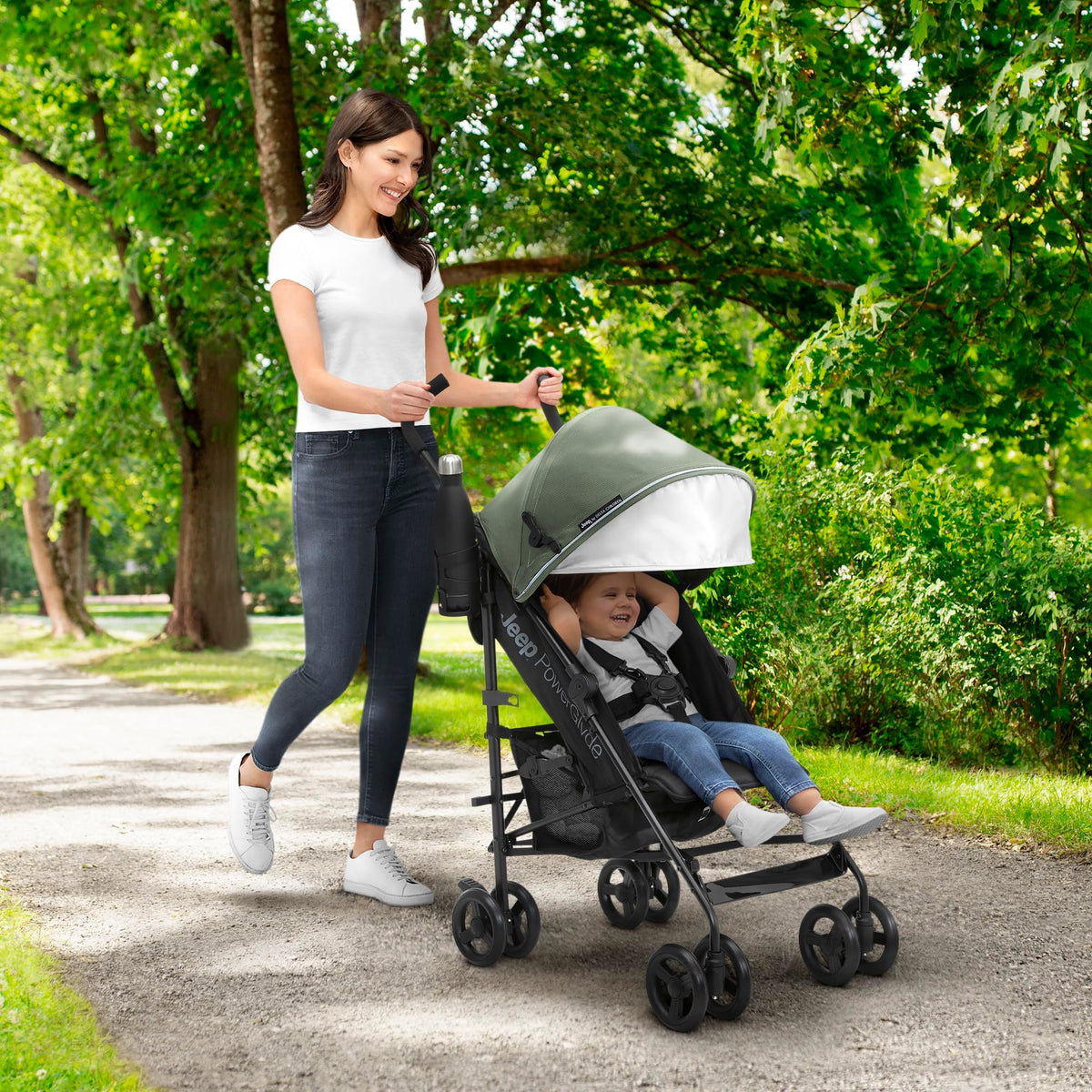Lightweight Travel Stroller with Compact Fold, 3-Position Recline, Olive Green E124464
