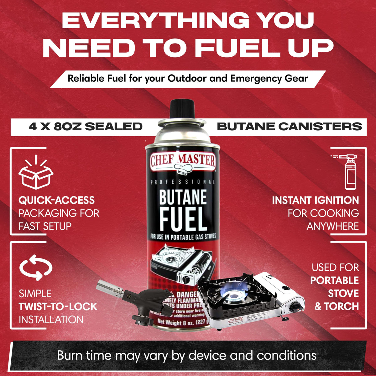Butane Fuel Canister 8 oz 4-Pack P5524