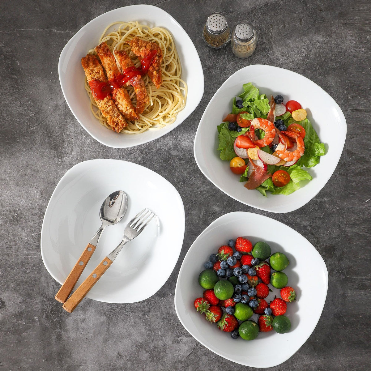 4 Pc 35 oz Porcelain Pasta Bowls S28191