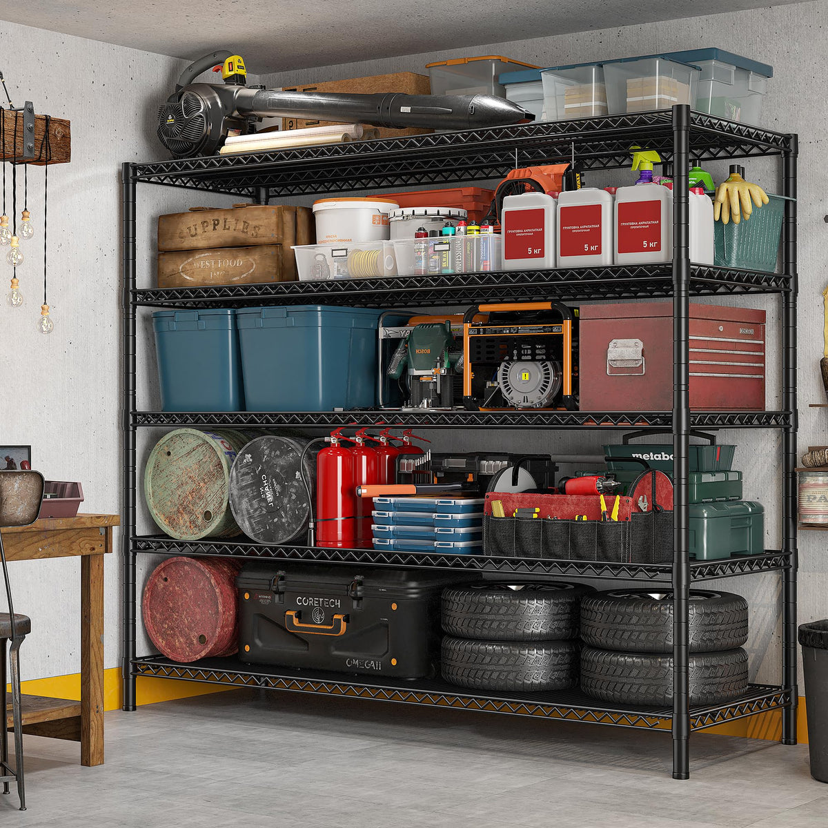 85.7" 5-Tier Adjustable Garage Shelving P72950