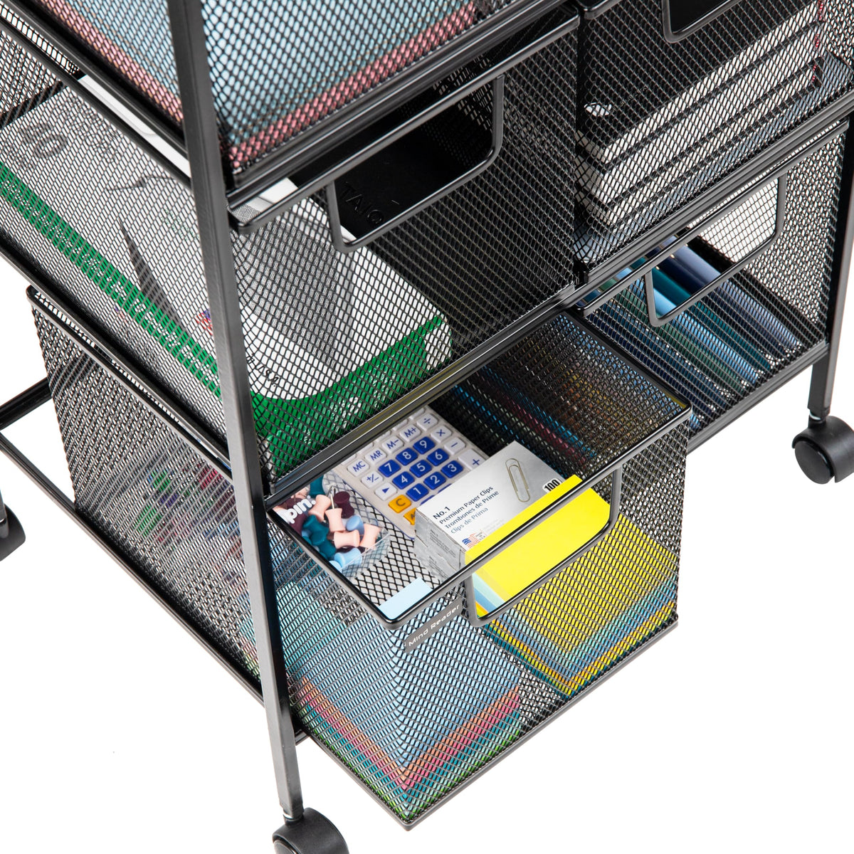 Black Rolling Cart with Drawers V9151