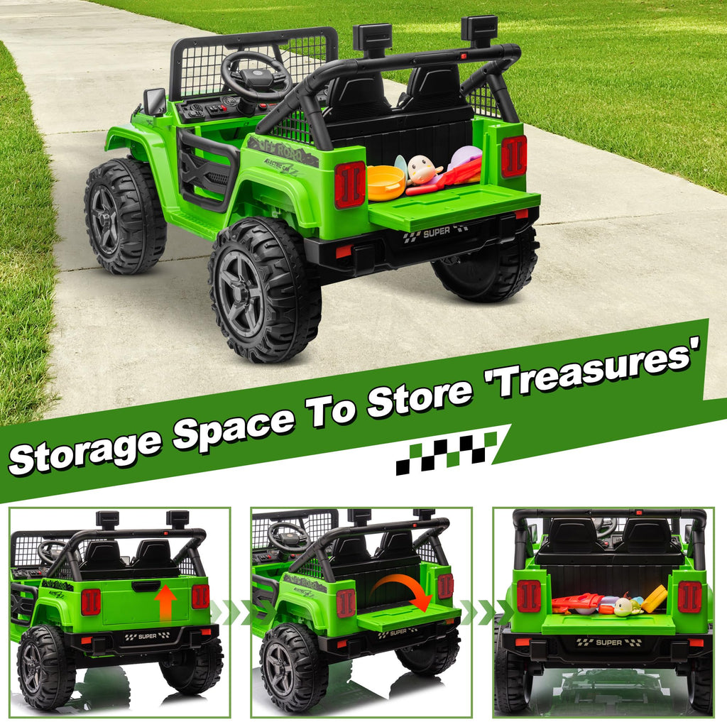 24V Ride on Car with Remote Control, 2 Seater 4WD/2WD Truck, Green X58992