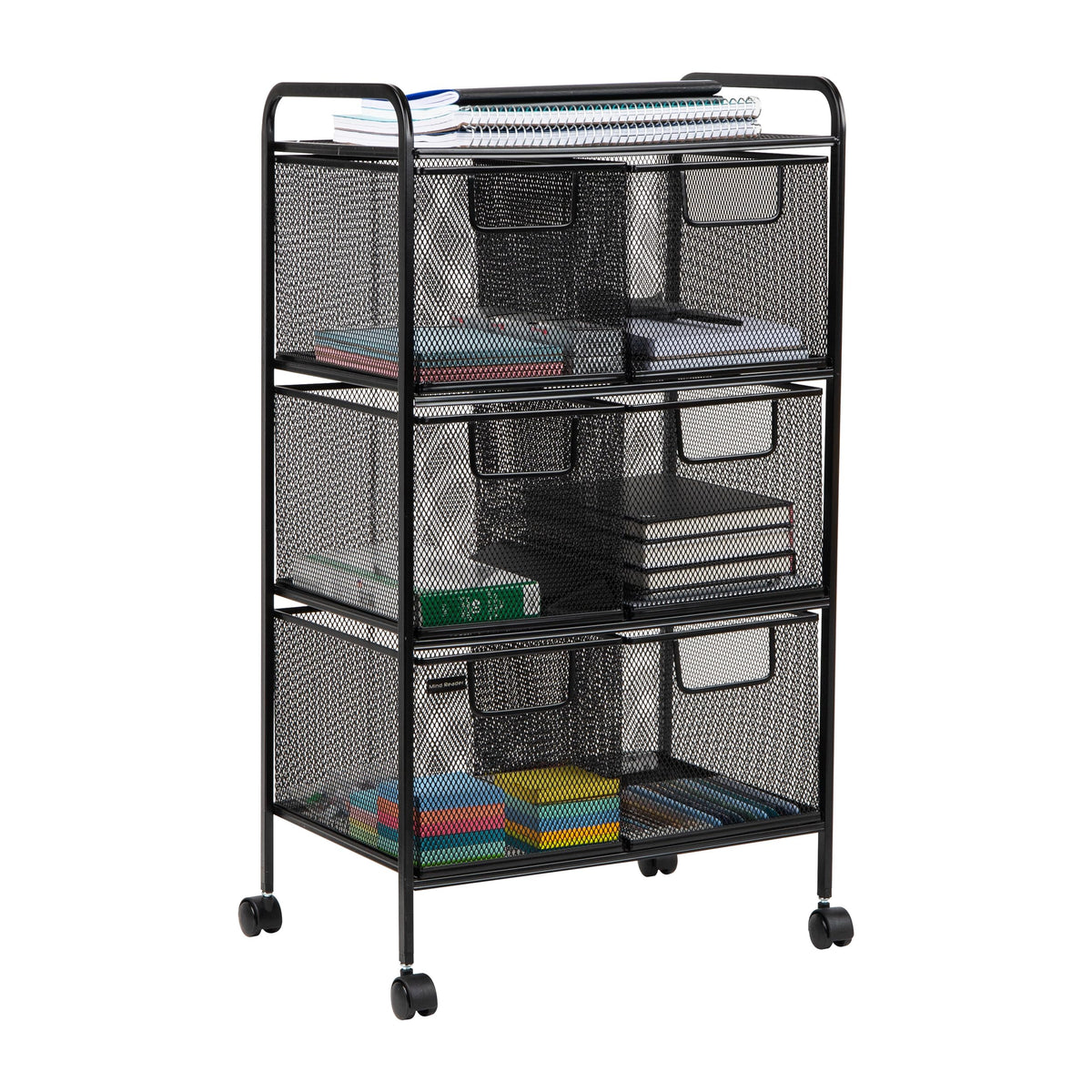 Black Rolling Cart with Drawers V9151