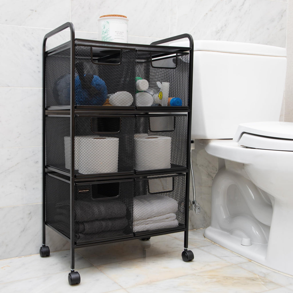 Black Rolling Cart with Drawers V9151