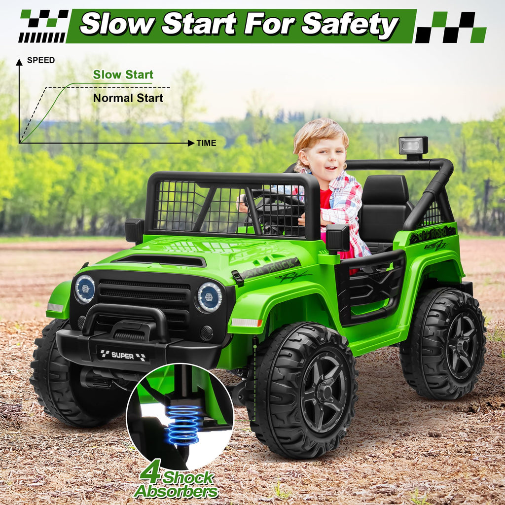24V Ride on Car with Remote Control, 2 Seater 4WD/2WD Truck, Green X58992