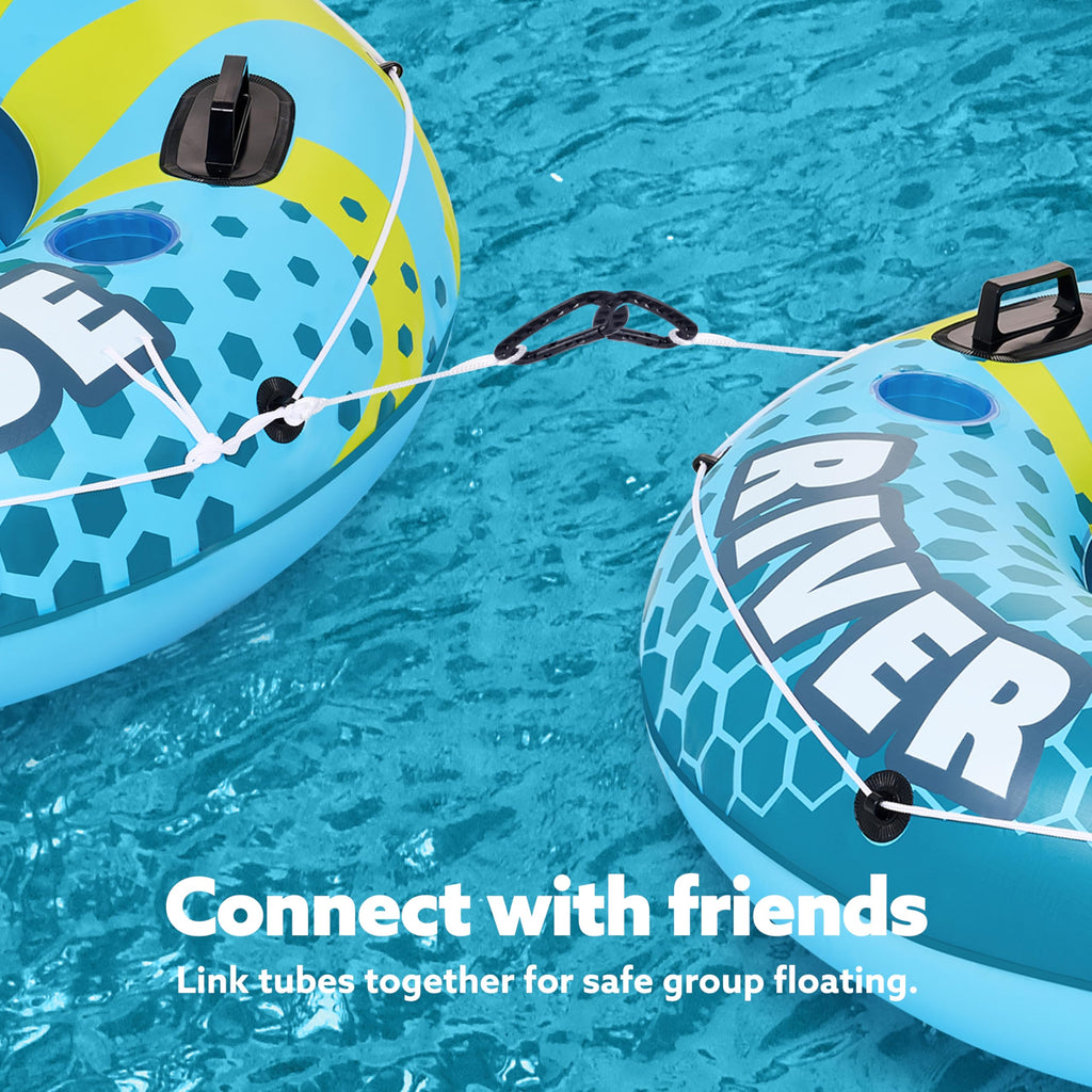 2-Person Inflatable River Tube with 2 Cup Holders & Removable Cooler C649