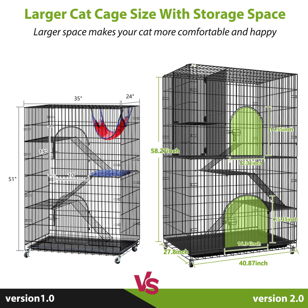 Extra Large Cat Cage Indoor Enclosure with Storage Cube R834